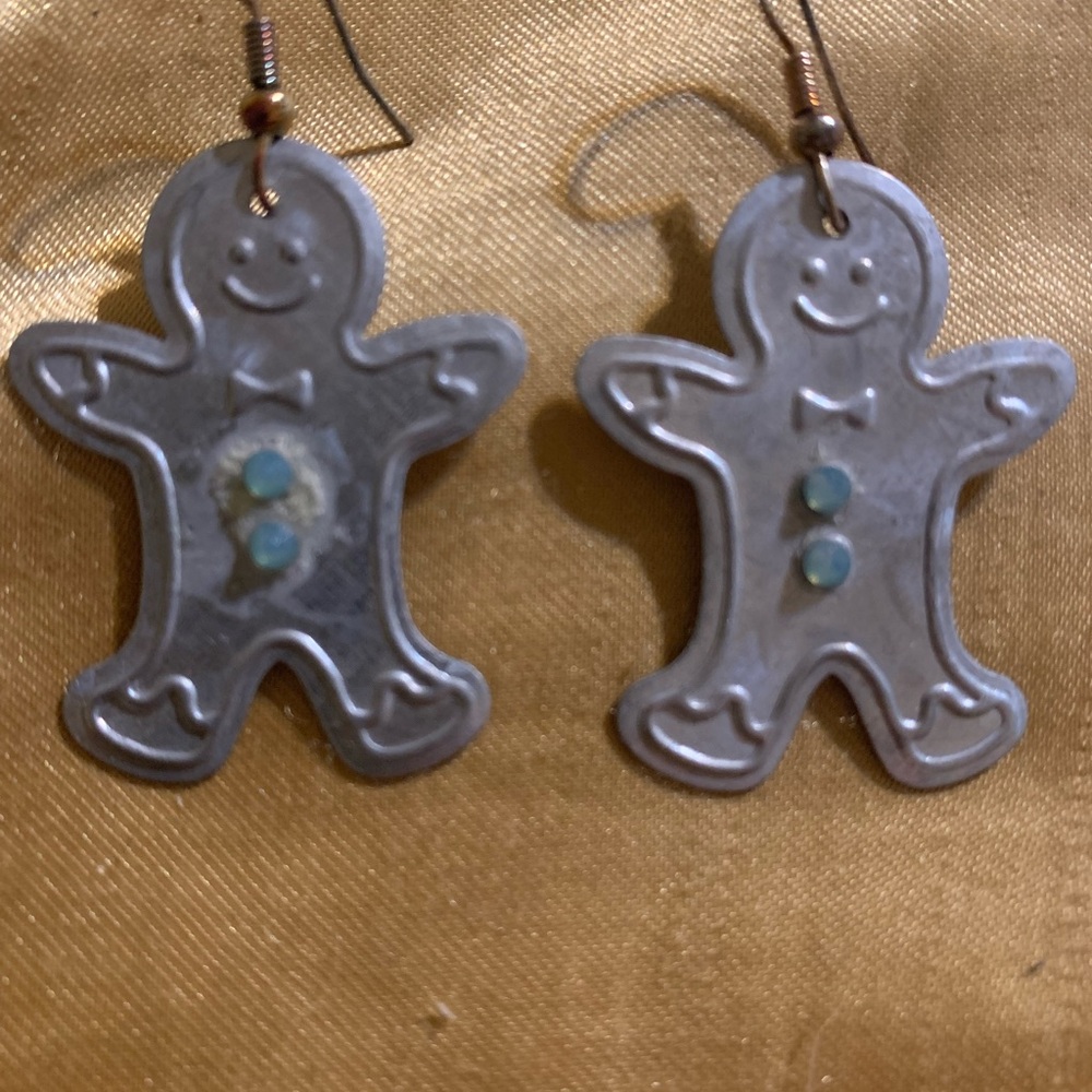 Silver Gingerbread Man Earrings